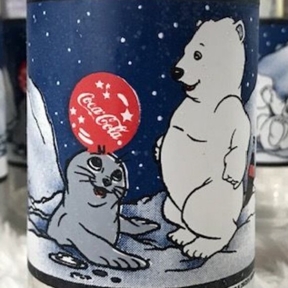 NWOT Set of 6 Vintage Coca-Cola 'Cubs and Seal' Decorated 16oz Glasses Set - Picture 7 of 16